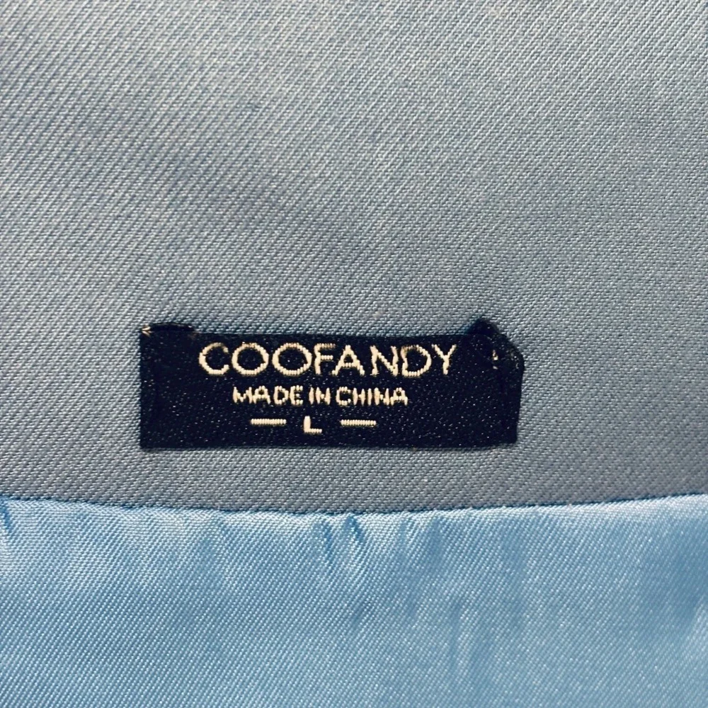 Coofandy Suit Vest Mens Large Blue V-Neck 5-Button Adjustable Back Waistcoat